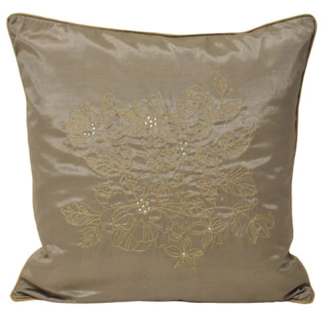 Paoletti Paoletti Chic Floral Embroidered Cushion in Taupe Size: 45cm x 45cm Taupe 45cm x 45cm Unisex 5025532264091