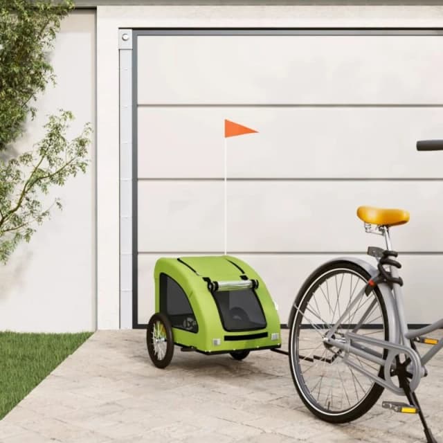VIDAXL Pet Bike Trailer Green Oxford Fabric and Iron vidaXL 93962