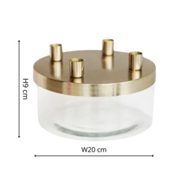Ivyline Metal Candle Holder With Glass Bowl Gold H9Cm D20Cm