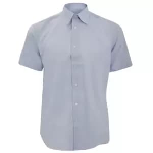 Russell Collection Mens Short Sleeve Easy Care Tailored Oxford Shirt (16.5inch) (Oxford Blue)