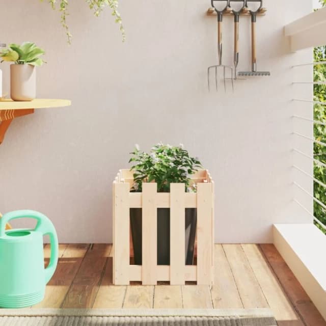 vidaXL Garden Planter with Fence Design 40x40x40 cm, Brown 832447