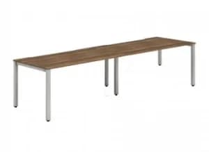 Single Silver Frame Bench Desk 1400 Walnut (2 Pod)