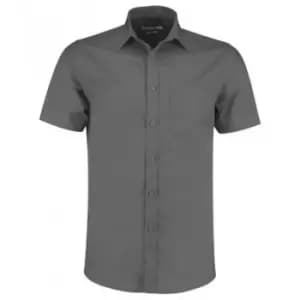 Kustom Kit Mens Short Sleeve Tailored Poplin Shirt (15.5) (Graphite)