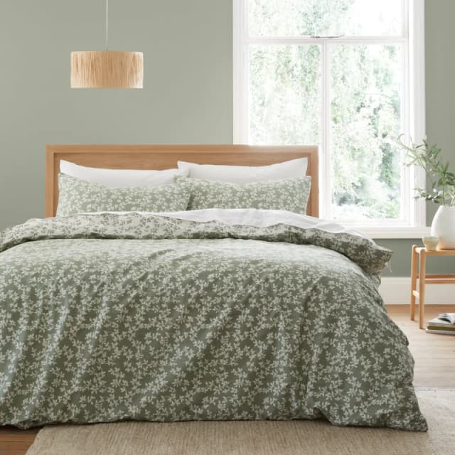 Bianca Shadow Leaves 200 TC Cotton Duvet Cover Set Duvet Covers Single Green 41458215010