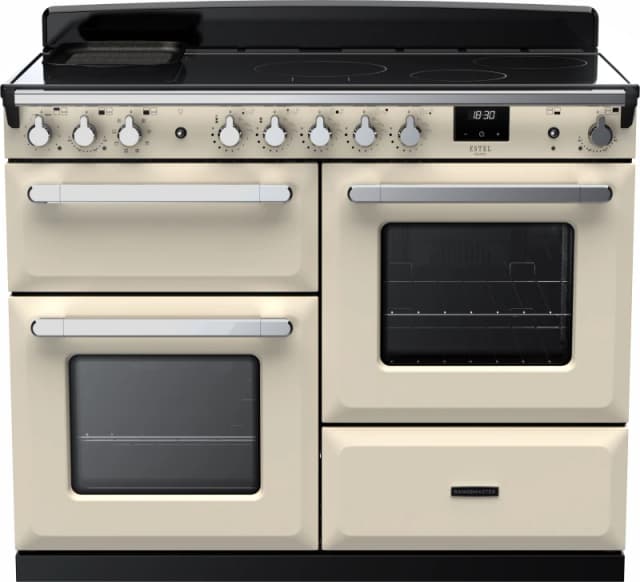 Rangemaster Estel Deluxe ESDLO110EIPPCR/CM1 110cm Electric Range Cooker with Induction Hob - Cream / Chrome - A Rated
