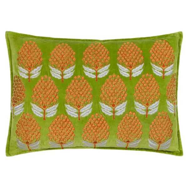 Portofino Embroidered Cushion Chartreuse, Chartreuse / 40 x 60cm / Polyester Filled