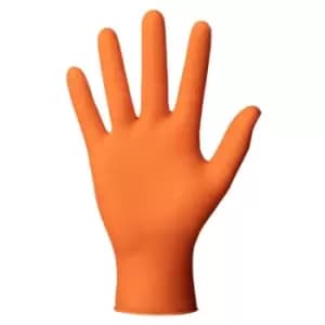 Mercator Ideall Grip Orange Size M Diamond Texture Nitrile Disposable Gloves - 1