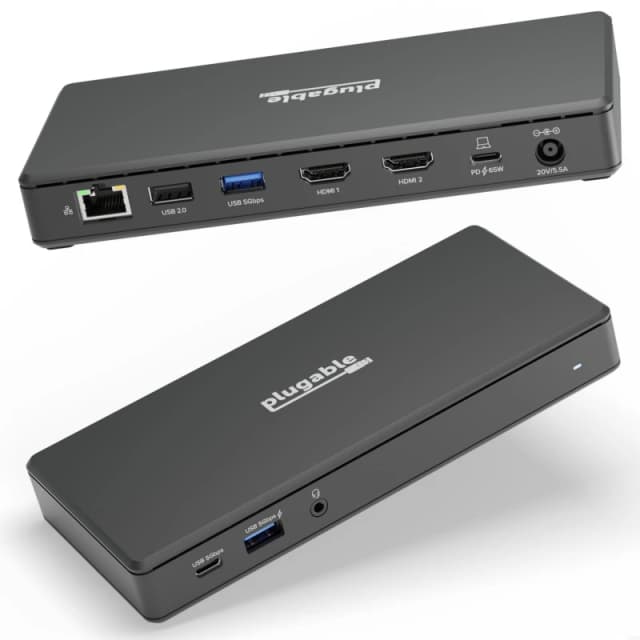 Plugable Technologies USB C Docking Station Dual Monitor 2 HDMI Ports.