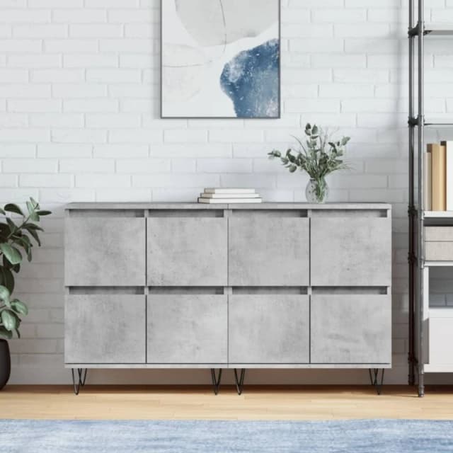 Vidaxl Sideboards 2 Pcs, Storage Cabinet For Living Room, Cupboard With Door, Side Cabinet Highboard, Modern Style, Concrete Grey