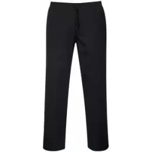 Portwest C070 - Black Sz Large Regular Chefs Drawstring Trousers Waiter Kitchen - Black