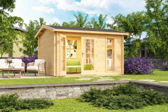 Lasita Maja Carlisle-Log Cabin, Wooden Garden Room, Timber Summerhouse, Home Office - L390 X W350.8 X H245.1 Cm