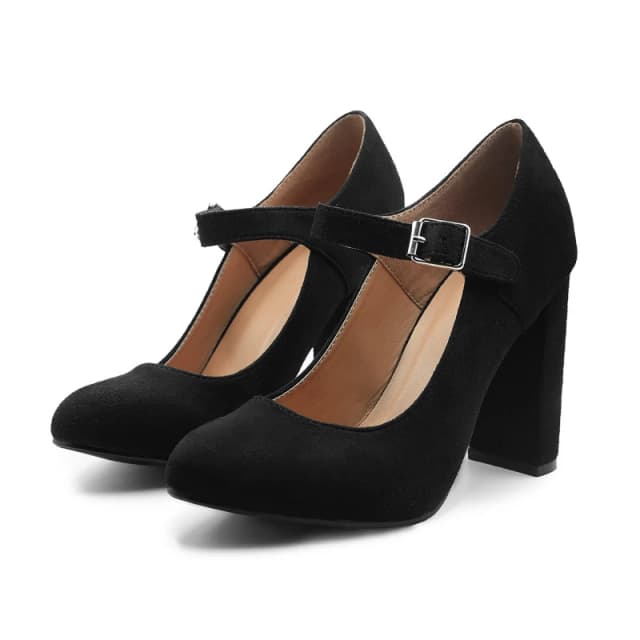 Where's That From 'Michelle' Block High Heel Pump Jet Black