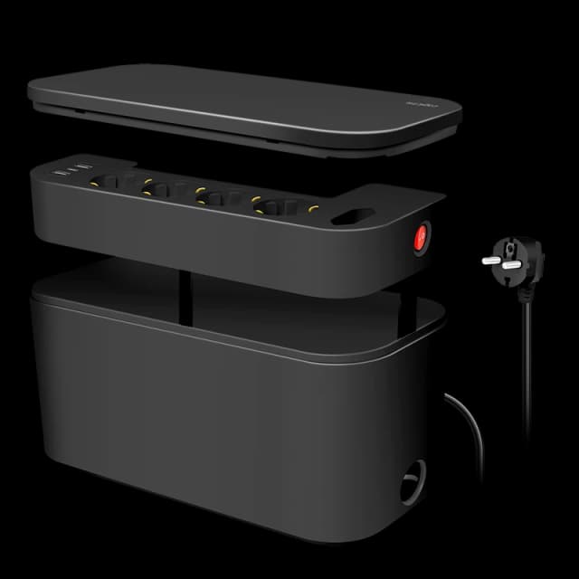LogiLink Outlet Strip. Storage box w/4 safety +1 Euro socket. w/2x USB