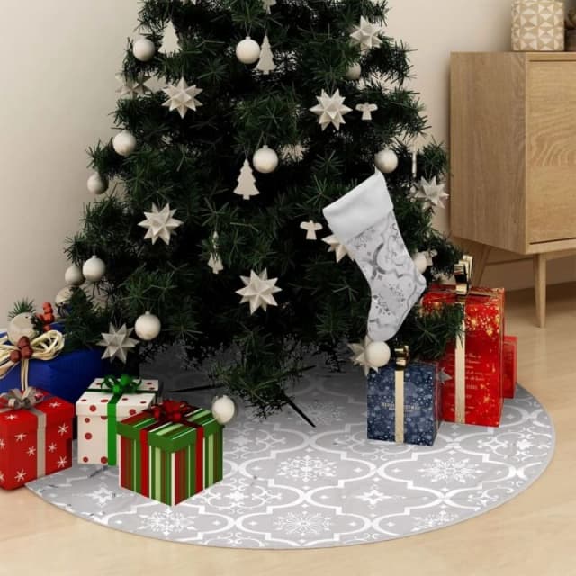 VIDAXL Luxury Christmas Tree Skirt with Sock White 122cm Fabric Vidaxl 8720286445976