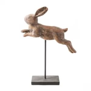Leaping Rabbit on Stand Large Brown 30cm