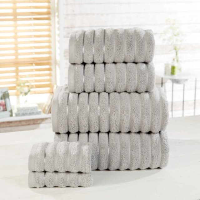 Rapport Home Ribbed Towel Pure Cotton Face Silver