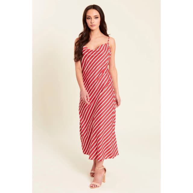 Be You Stripe Slip Midi Dress Womens - Brown Brown 8