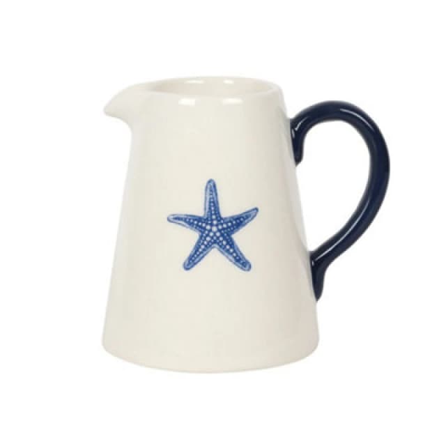 Something Different Something Different Coastal Charm Starfish Ceramic Flower Jug in White White One Size Unisex 5059958989368