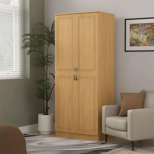 Studio Dorset 2 Door Wardrobe - Ready Assembled Wardrobes Large Brown 41562690140