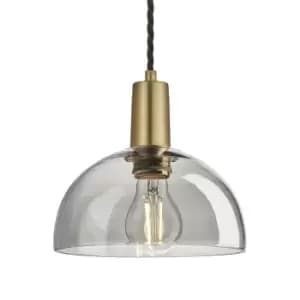 Industville Sleek 8" Tinted Glass Dome Pendant / Smoke Grey Tinted Glass and Pewter Holder