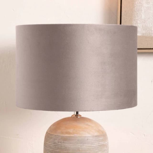 Pacific Lifestyle 25Cm Taupe Velvet Cylinder Table Lampshade