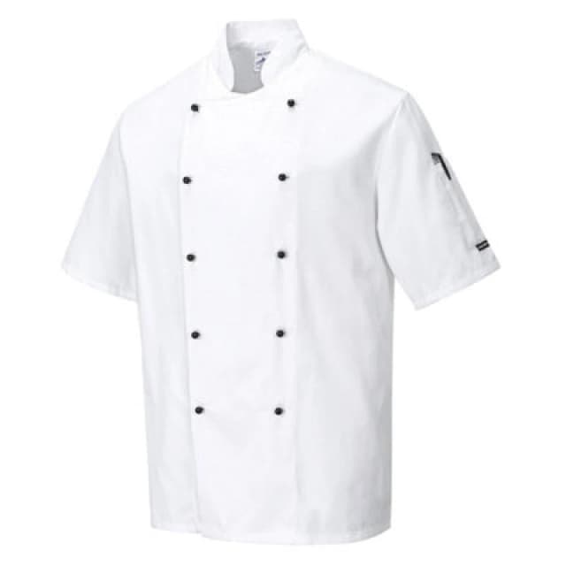 Portwest Kent Mens Chefs Short Sleeve Jacket C734WHRL Colour: White