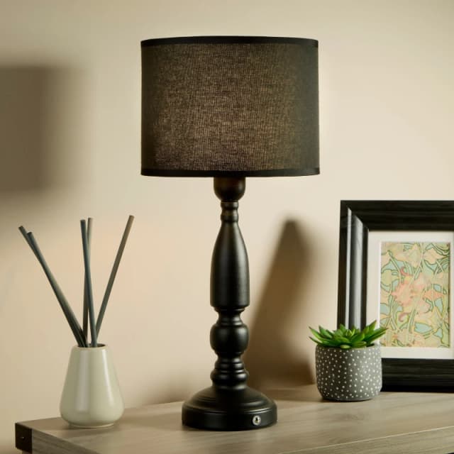 Lighting Collection Rechargeable Black Candle Table Lamp Black Unisex