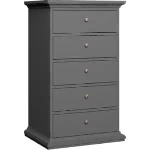 Paris Chest 5 Drawers in Matt Grey