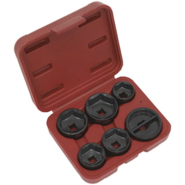 Loops 6 Piece Oil Filter Cap Wrench Set - 3/8" Sq Drive - Low Profile Design - Case Multi