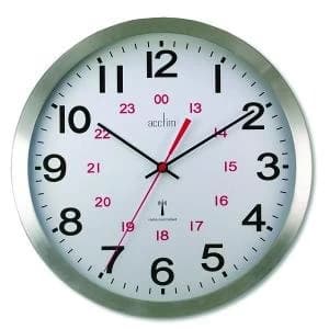 Acctim Century 24 Hour Radio Controlled Clock Aluminium 74457