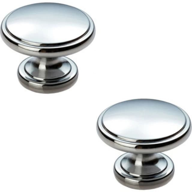 Loops 2x Ring Domed Cupboard Door Knob 38.5mm Diameter Polished Chrome Cabinet Handle Multi unisex