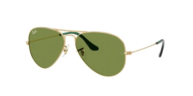 Ray - Ban Unisex Ray - Ban RB3025 AVIATOR 001/4E Sunglasses Metal Gold Green Pilot Normal Gold Sunglasses Unisex Metal