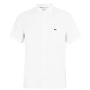 Lacoste Short Sleeve Linen Shirt - White