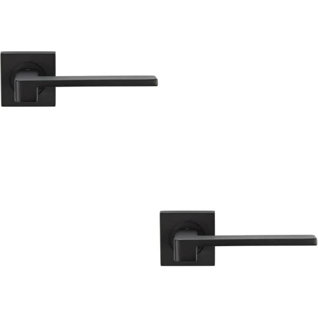 Loops 2x PAIR Flat Squared Bar Handle on Square Rose Concealed Fix Matt Black Black