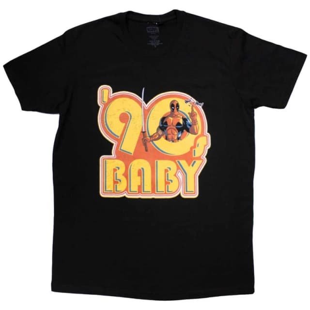 Marvel Deadpool 90s Baby Retro Logo T Shirt Black unisex