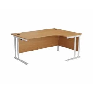 TC Office Start White Cantilever Frame Right Hand Crescent Desk 1800x1200mm, Oak