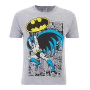 DC Comics Mens Batman Comic Strip T-Shirt - Grey - L
