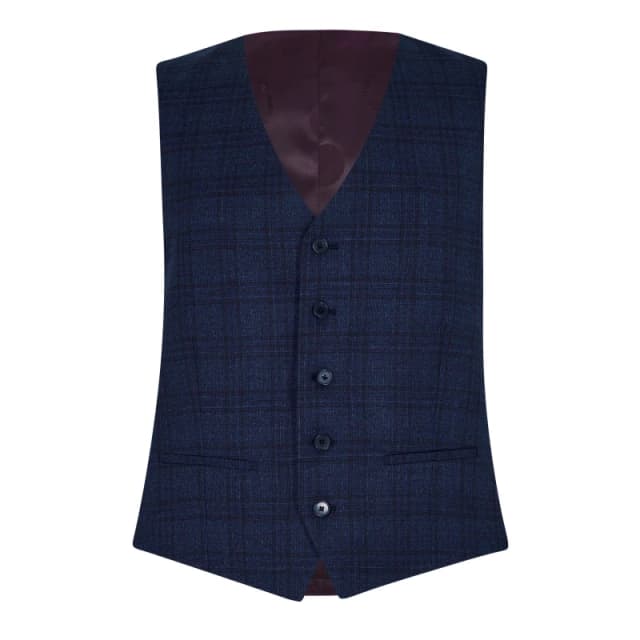 Ted Baker TBT Munro Check Waistcoat - Blue Blue S