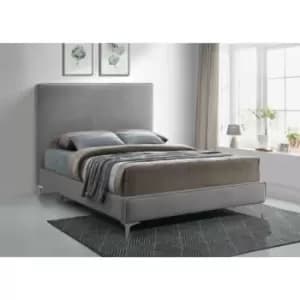 Glinis Bed Small Double Plush Velvet Steel