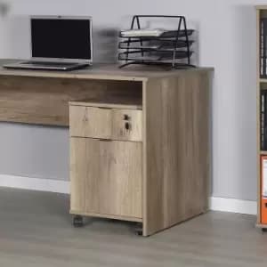 Fwstyle - Home Office Storage Unit on castors with lockable drawer.Warm Oak. - Warm Oak