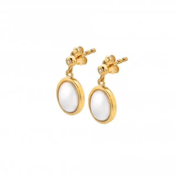 Horizontal Oval MOP Earrings DE775