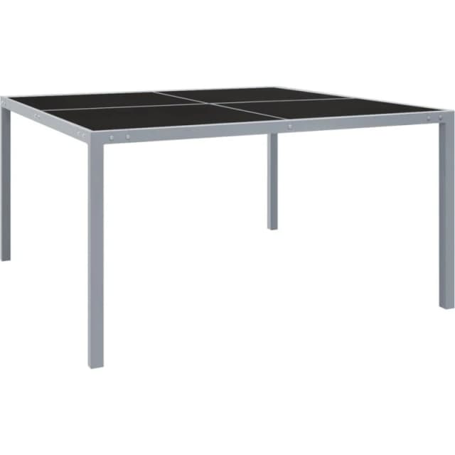 VIDAXL Garden Table 130x130x72cm Grey Steel and Glass Vidaxl 8720286146248