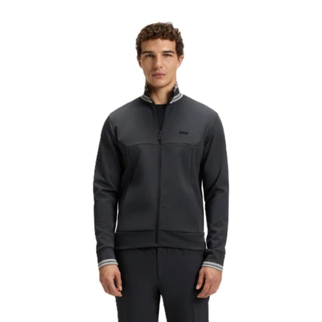 Boss Mens Full Zipped Zone Short Sleeve Polo Shirt Dark Blue male S