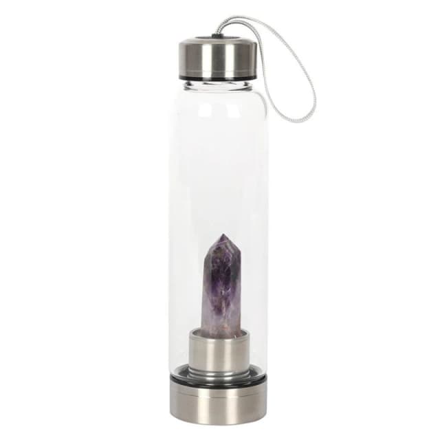 Something Different Healing Crystal Glass Water Bottles (Amethyst - Calming) Multi