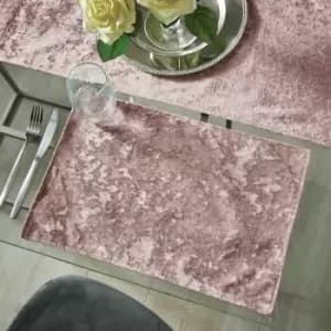 Catherine Lansfield Crushed Velvet Table Place Mat, Blush, 2 Pack