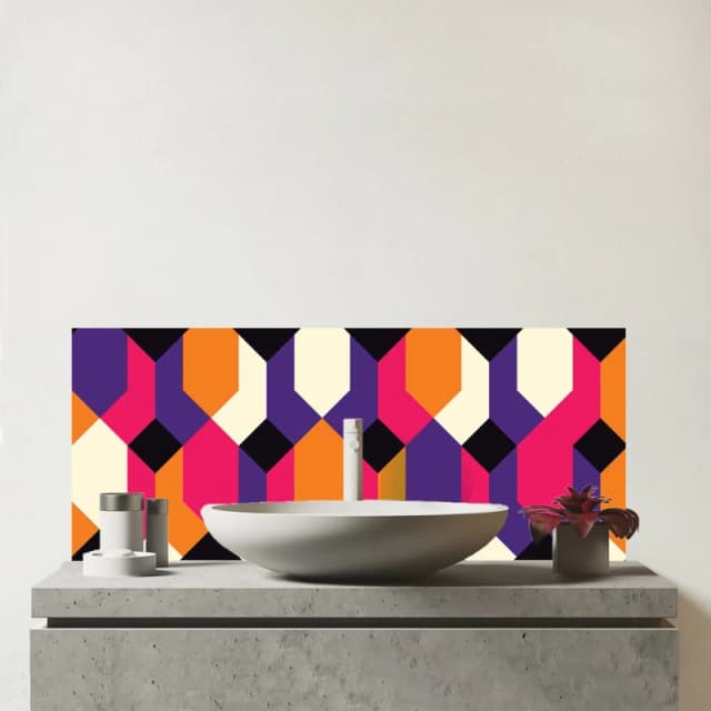 Warren Reed - Designer Coloured Abstract Pattern Glass Bathroom Splashback in Red Red Unisex