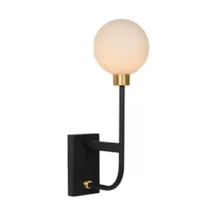 Lucide Berend Classic Wall Light Bathroom Tall 1xG9 IP44 Black