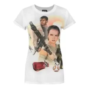 Star Wars Womens/Ladies Force Awakens Heroes Sublimation T-Shirt (L) (White)