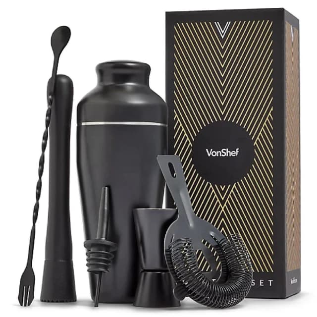 VonShef 6pcs Cocktail Shaker Set Black