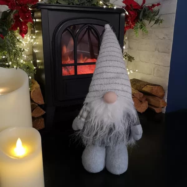 75cm Standing Christmas Gonk Decoration with Extendable Legs in Grey
